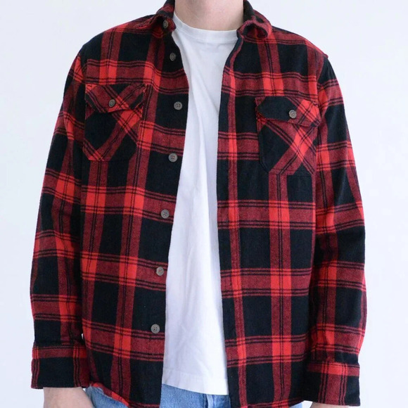 Jachs New York Red Black Checker 100% Cotton Outdoor Gorpcore  Button Up Shirt M - Picture 1 of 11
